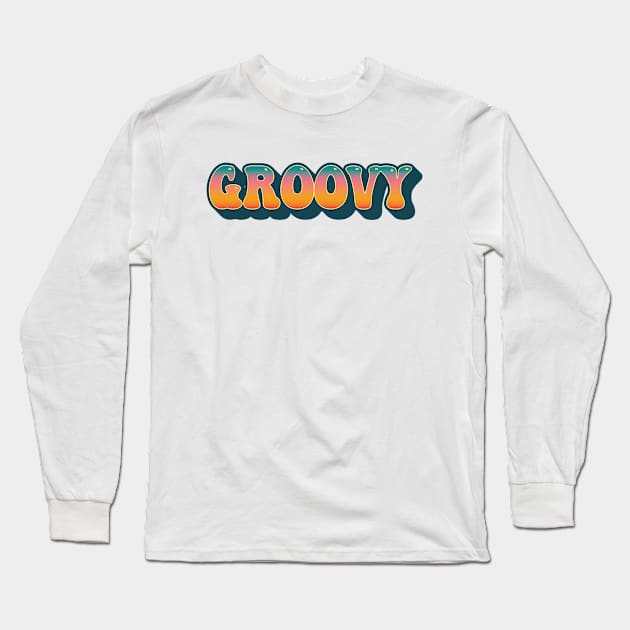 Retro Groovy Long Sleeve T-Shirt by SharksOnShore